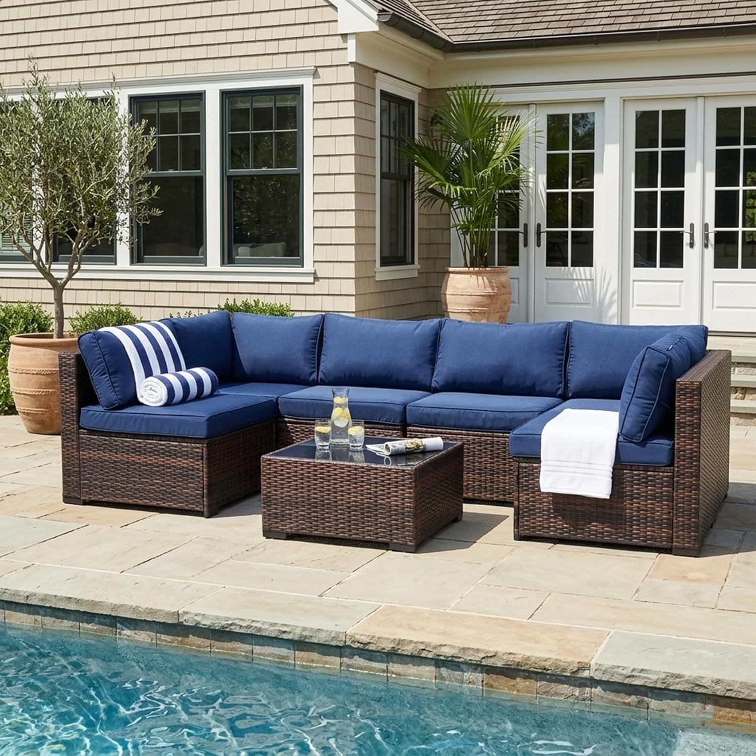 LAUSAINT HOME Outdoor Patio Furniture, Outdoor Sectional Sofa Patio Furniture Sets