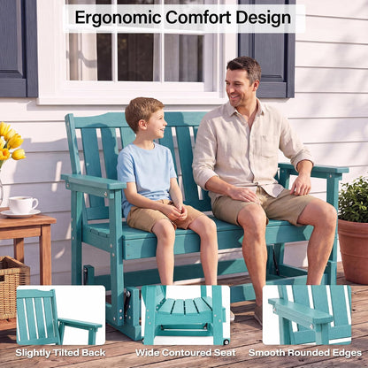 LAUSAINT HOME 2-Person HDPE Outdoor Glider Bench