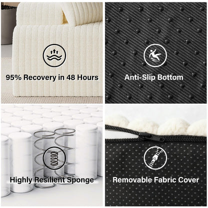 LAUSAINT HOME 96" Modular Sectional Sofa Couches, L-Shaped Boneless Cloud Sofa with 3 Deep Seat