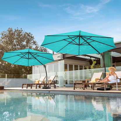 LAUSAINT HOME Outdoor Patio Umbrella with Base Included, Large Sun Shade Cantilever Umbrella Deluxe Curvy