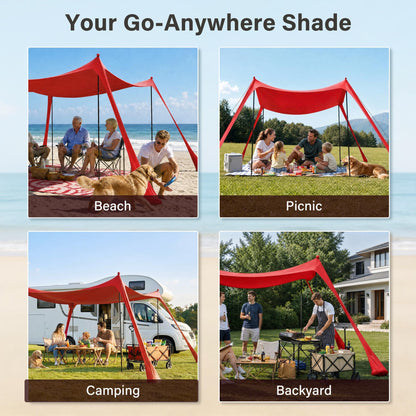 LAUSAINT HOME Beach Tent, Easy Pop Up Beach Canopy Sun Shade UPF 50+ Protection