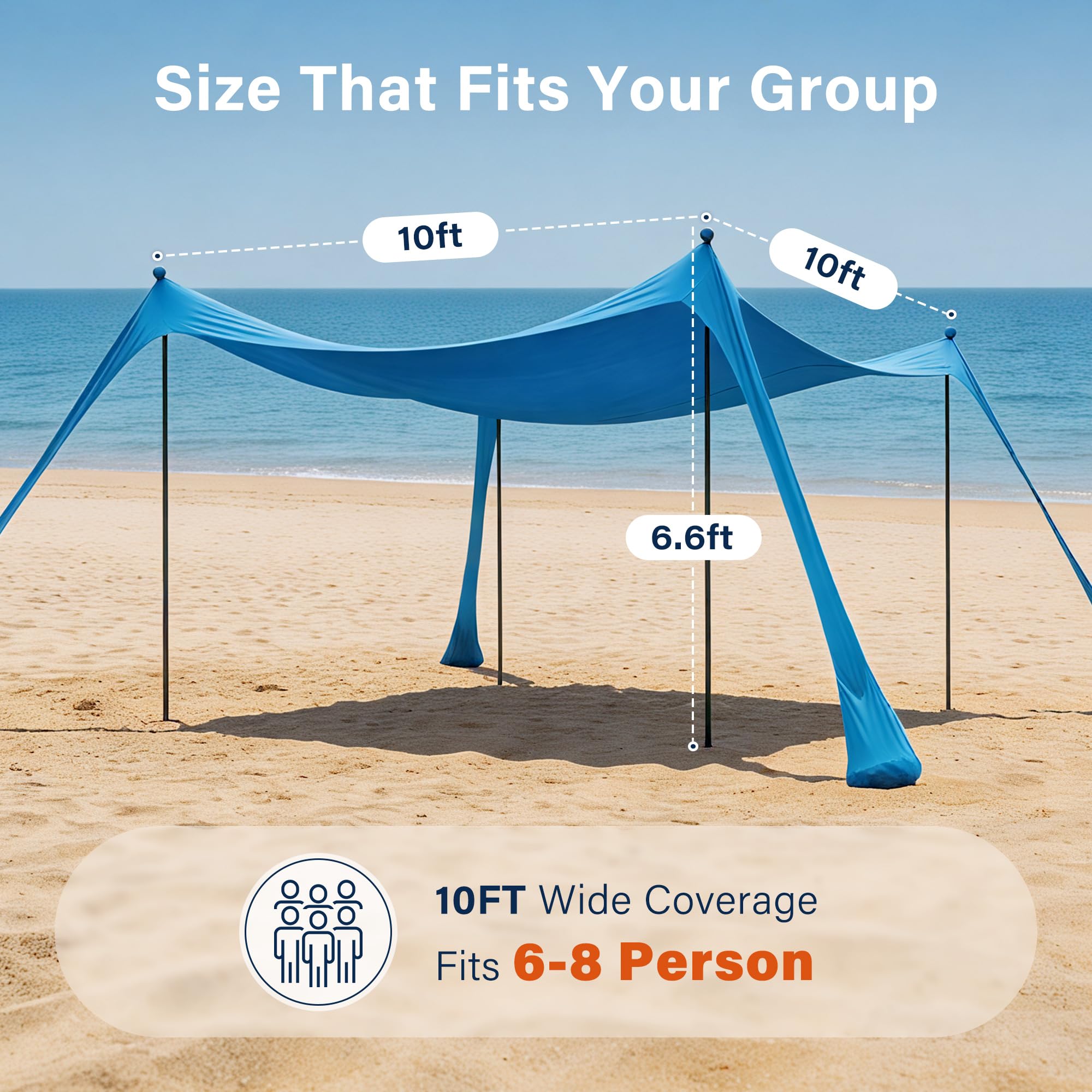 LAUSAINT HOME Beach Tent, Easy Pop Up Beach Canopy Sun Shade UPF 50+ Protection