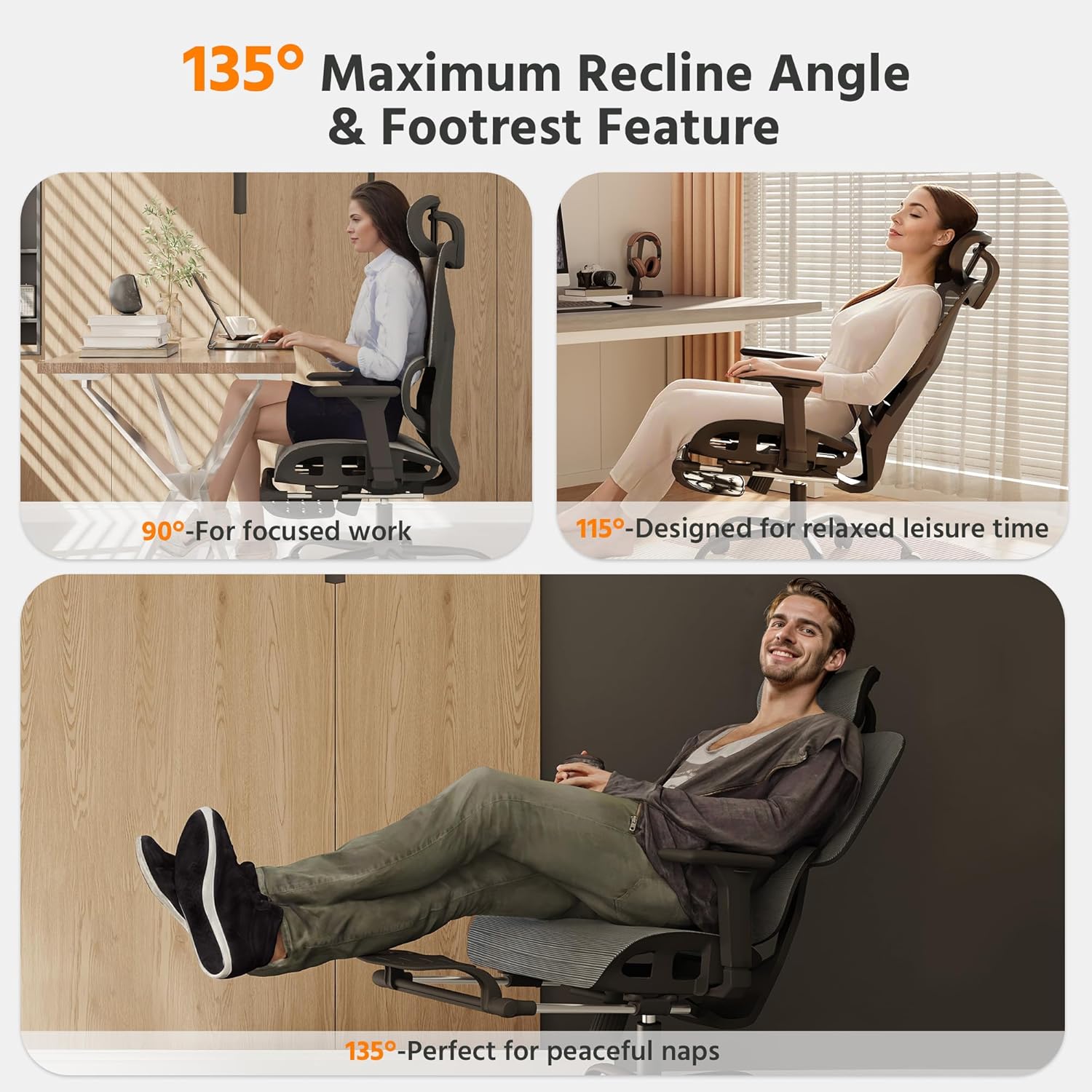 LAUSAINT HOME Ergonomic Office Chair with Footrest