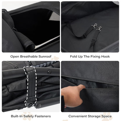 LAUSAINT HOME Pet Stroller, 4-Wheel Foldable Dog Cat Stroller for Medium/Large Pets