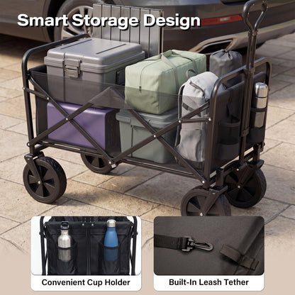LAUSAINT HOME 3-in-1 Folding Pet Wagon with Canppy for Senior,Elderly, Injured Dogs, Heavy Duty Utility Medium &amp; Large Dog Stroller Cart, All-Terrain Collapsible Wagon for Beach, Shopping, Camping