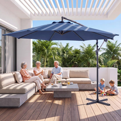 LAUSAINT HOME 10ft Offset Patio Umbrella, Cantilever Hanging Market Umbrella