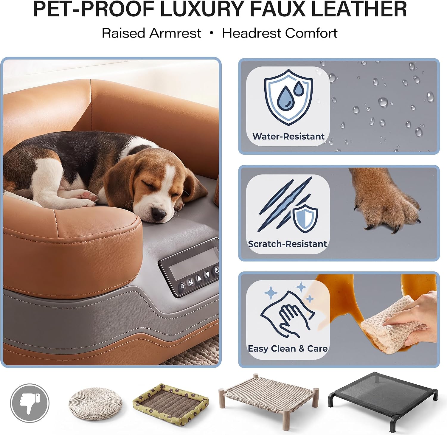 LAUSAINT HOME Heated &amp; Cooling Cat Bed with App Control, Temperature Control Dog Bed with Wear Resistant PU Leather