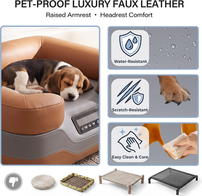 LAUSAINT HOME Heated &amp; Cooling Cat Bed with App Control, Temperature Control Dog Bed with Wear Resistant PU Leather