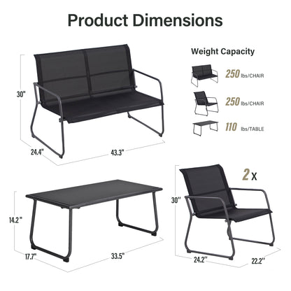 LAUSAINT HOME 4 Pieces Textilene Outdoor Patio Furniture