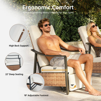 LAUSAINT HOME Outdoor Recliner Chair with Adjustable Back and Footrest