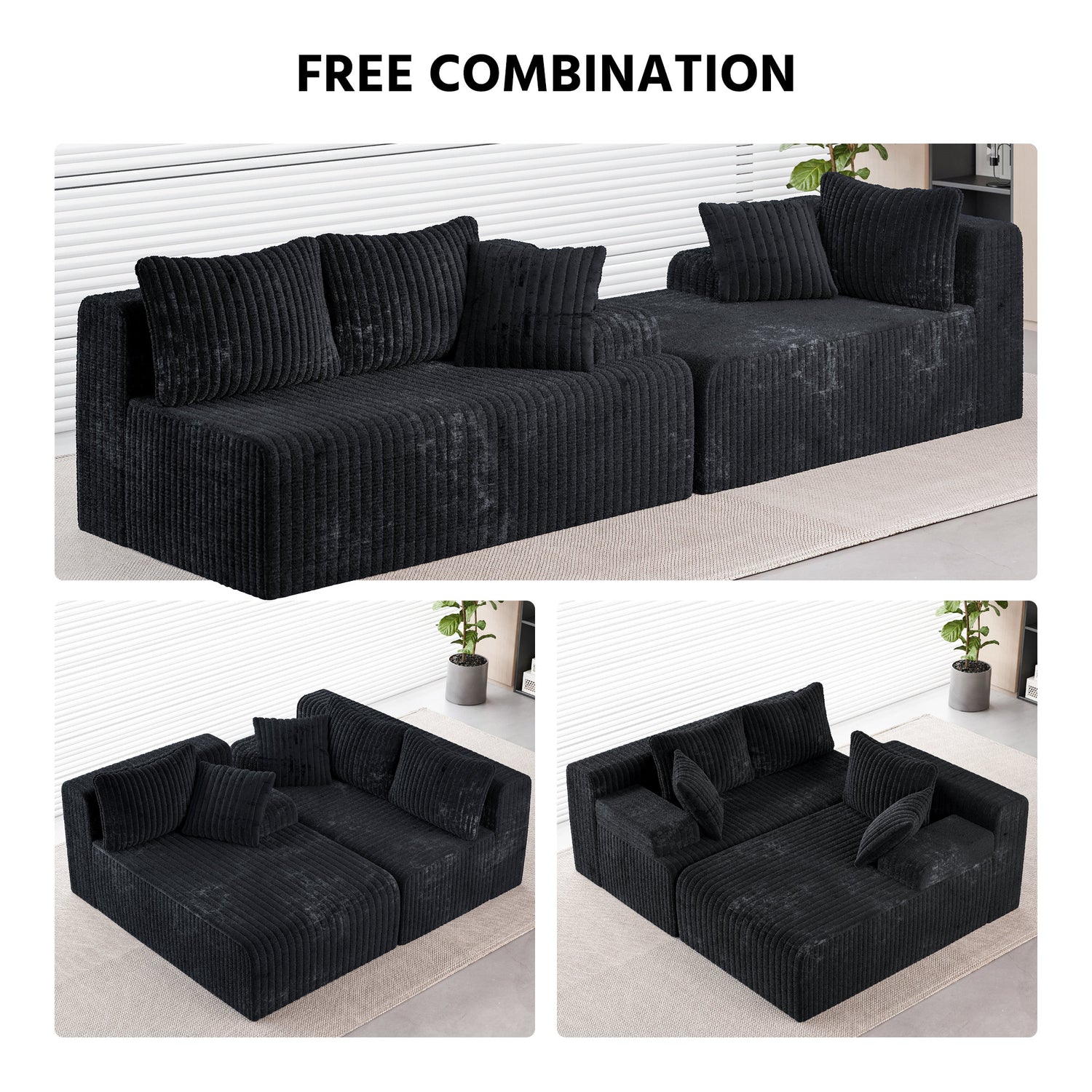 108&quot; Modular Cloud Couch Sectional, L-Shaped Boneless Sofa