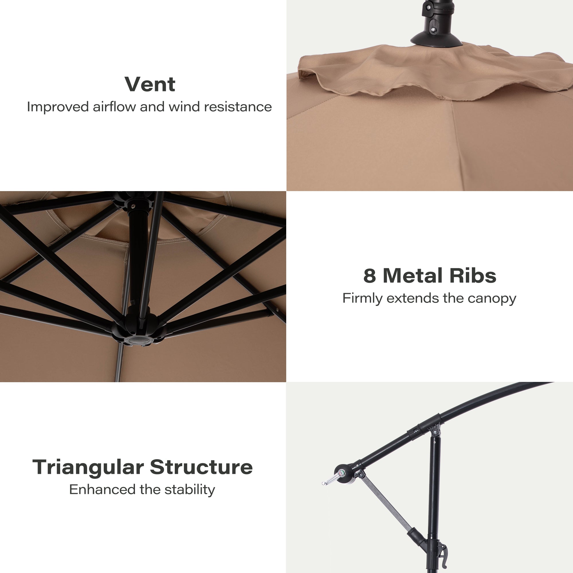 10FT Round Cantilever Patio Umbrella