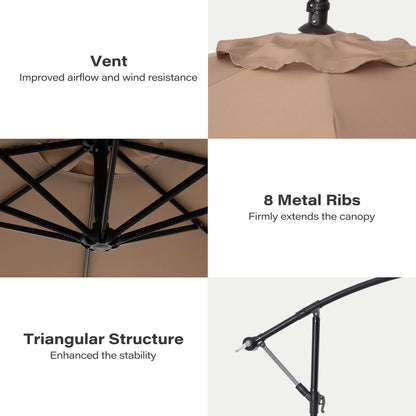 10FT Round Cantilever Patio Umbrella