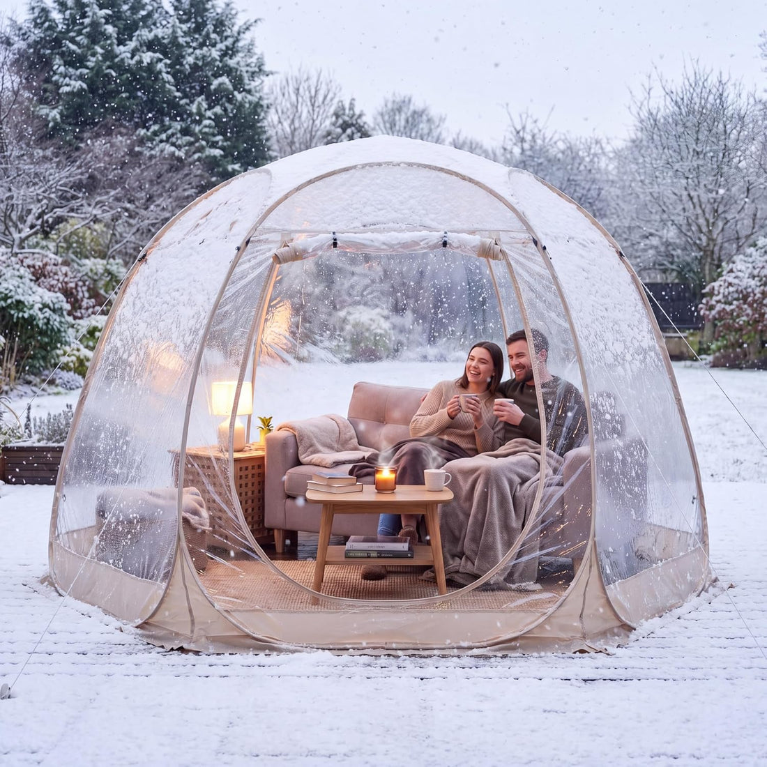 LAUSAINT HOME Pop Up Sports Tent, 10 x 10FT Clear Bubble Tent for 4-6 People