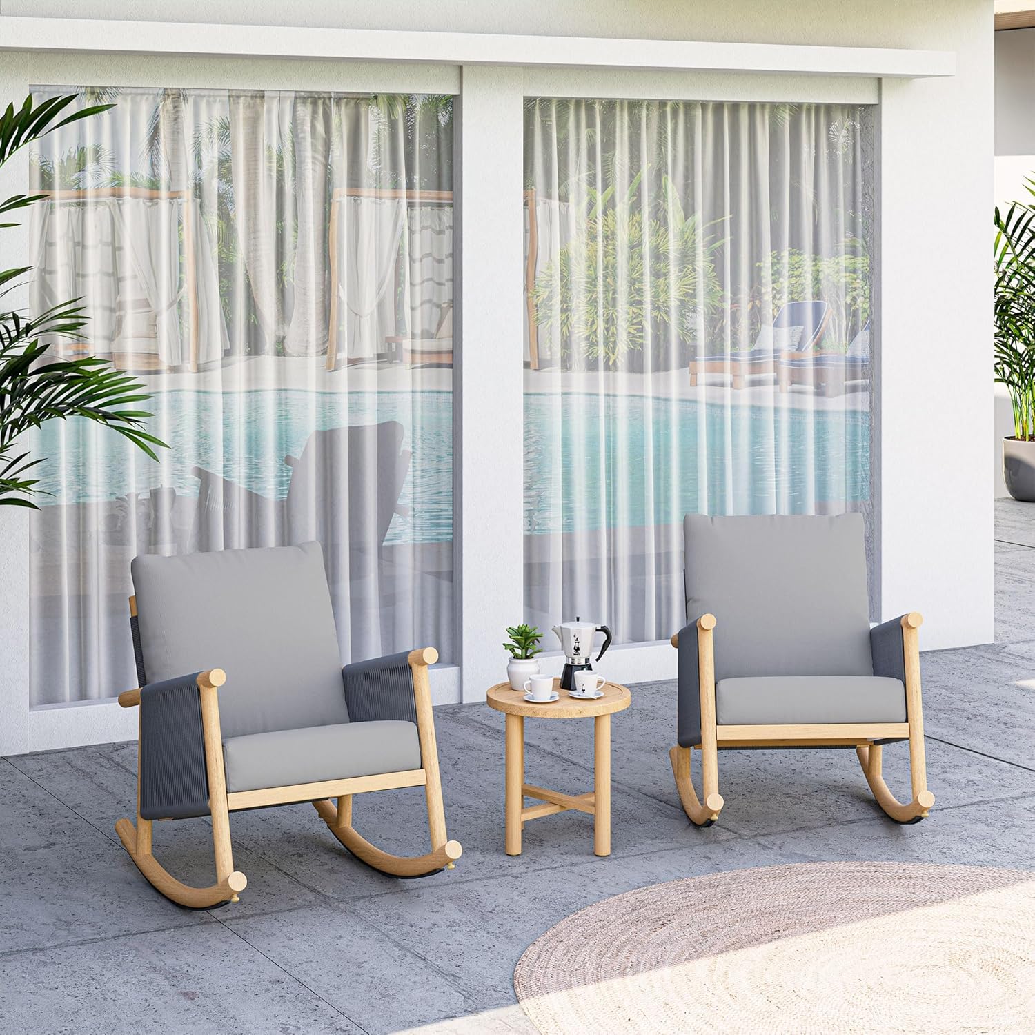 LAUSAINT HOME 3-Piece Outdoor Rocking Bistro Set