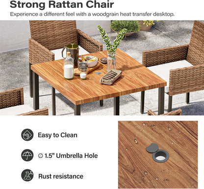 LAUSAINT HOME 6 Pieces Outdoor Dining Set with Umbrella