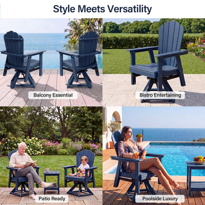 LAUSAINT HOME Swivel Adirondack Chair, Glider 360° Rotating Outdoor Patio HDPE Rocker Lounge Chair
