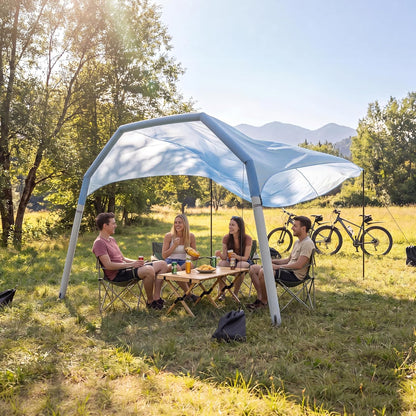 LAUSAINT HOME Shade Beach Tent Wind Sun Canopy, Inflatable Arch Beach Shade with Air Pump &amp; Poles, Portable Floating Wind-Powered Sunshade, UPF 50+ Sun Shelter for 4-8 People Family Camping Trips