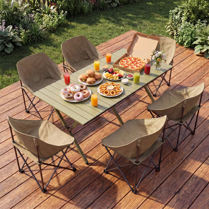 LAUSAINT HOME Camping Table, Foldable Roll Up Lightweight Steel Camp Table