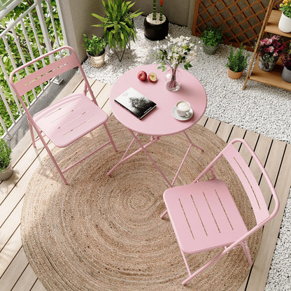 LAUSAINT HOME 3-Piece Steel Folding Bistro Set, Premium Weather-Resistant Patio Table &amp; 2 Chairs
