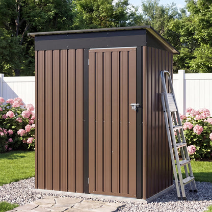 LAUSAINT HOME 10 x 3 FT 2-in-1 Metal Outdoor Storage Shed with Hardtop Gazebo, Lockable Galvanized Steel Lean-to Tool Shed with Sloped Roof, Black