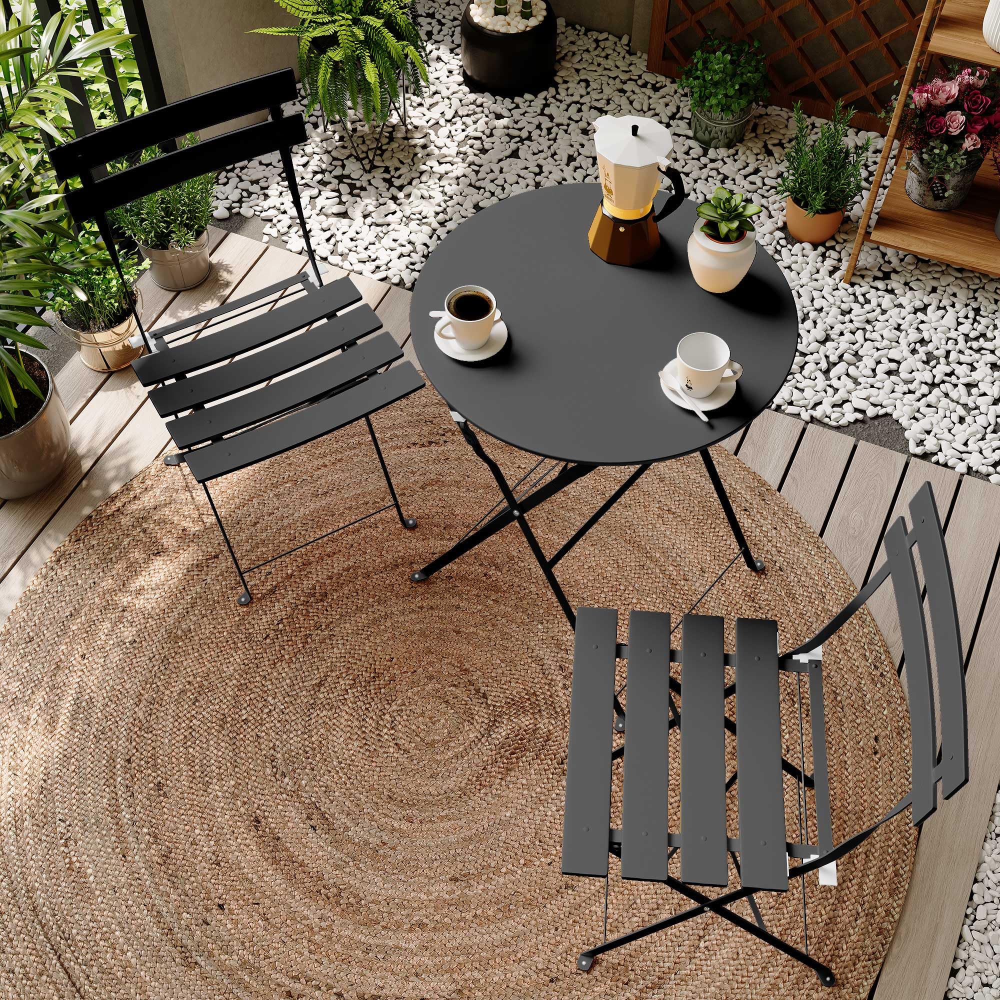 LAUSAINT HOME 3-Piece Steel Folding Bistro Set, Premium Weather-Resistant Patio Table &amp; 2 Chairs