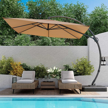 LAUSAINT HOME Outdoor Patio Umbrella with Base Included, Large Sun Shade Cantilever Umbrella Deluxe Curvy