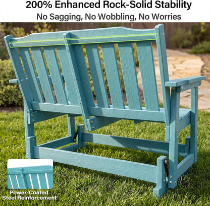 LAUSAINT HOME 2-Person HDPE Outdoor Glider Bench
