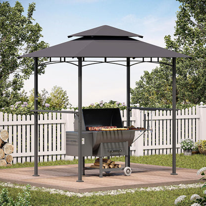 LAUSAINT HOME 5x8 FT Outdoor Grill Gazebo Canopy, BBQ Gazebo with 2-Tier Vented Top, 2 Durable Shelves &amp; Metal Frame Grill ShelterDark Gray