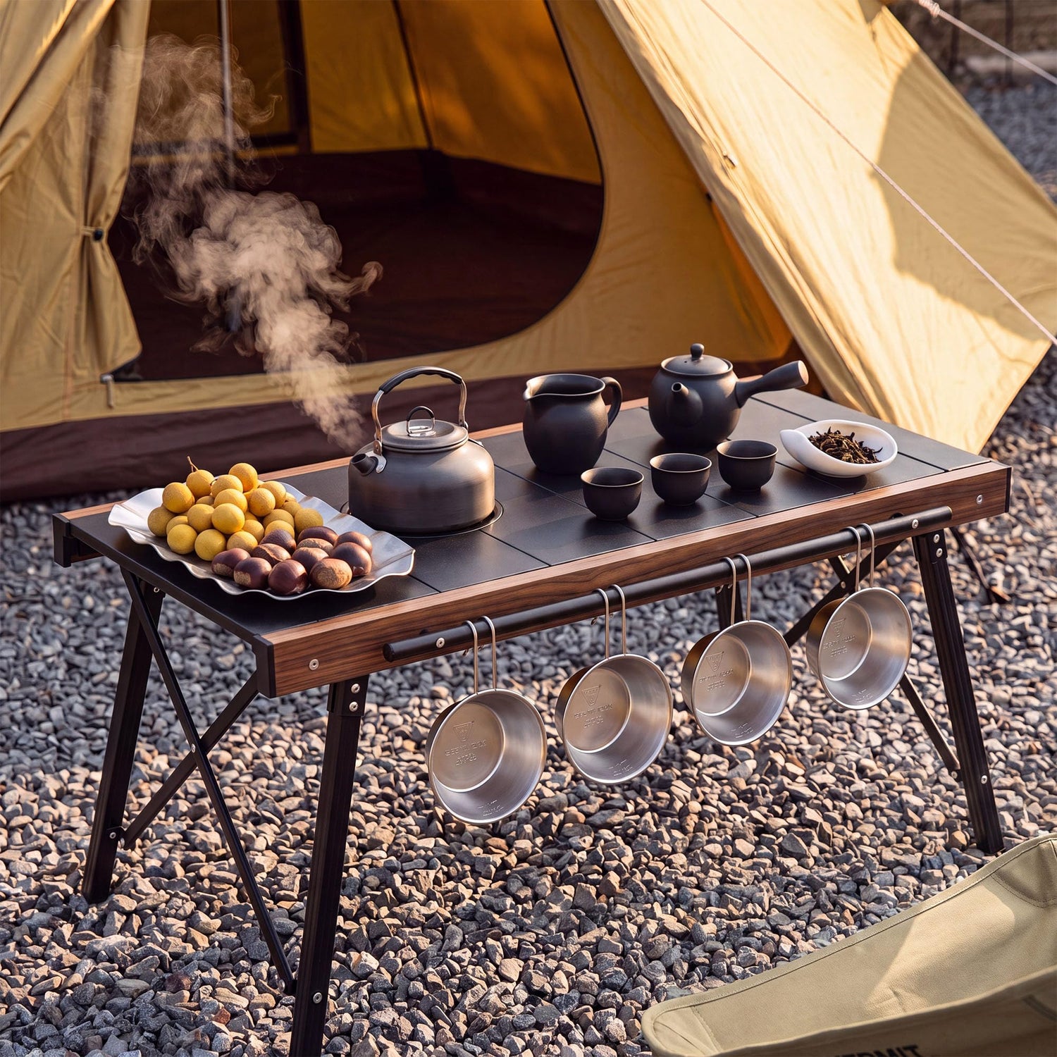 Modular IGT Camping Table, Height Adjustable Outdoor Portable Table with Folding Design, Folding Camp Table with Expandable Cooking Area for Picnic, BBQ and Patio