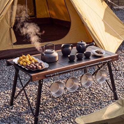 Modular IGT Camping Table, Height Adjustable Outdoor Portable Table with Folding Design, Folding Camp Table with Expandable Cooking Area for Picnic, BBQ and Patio