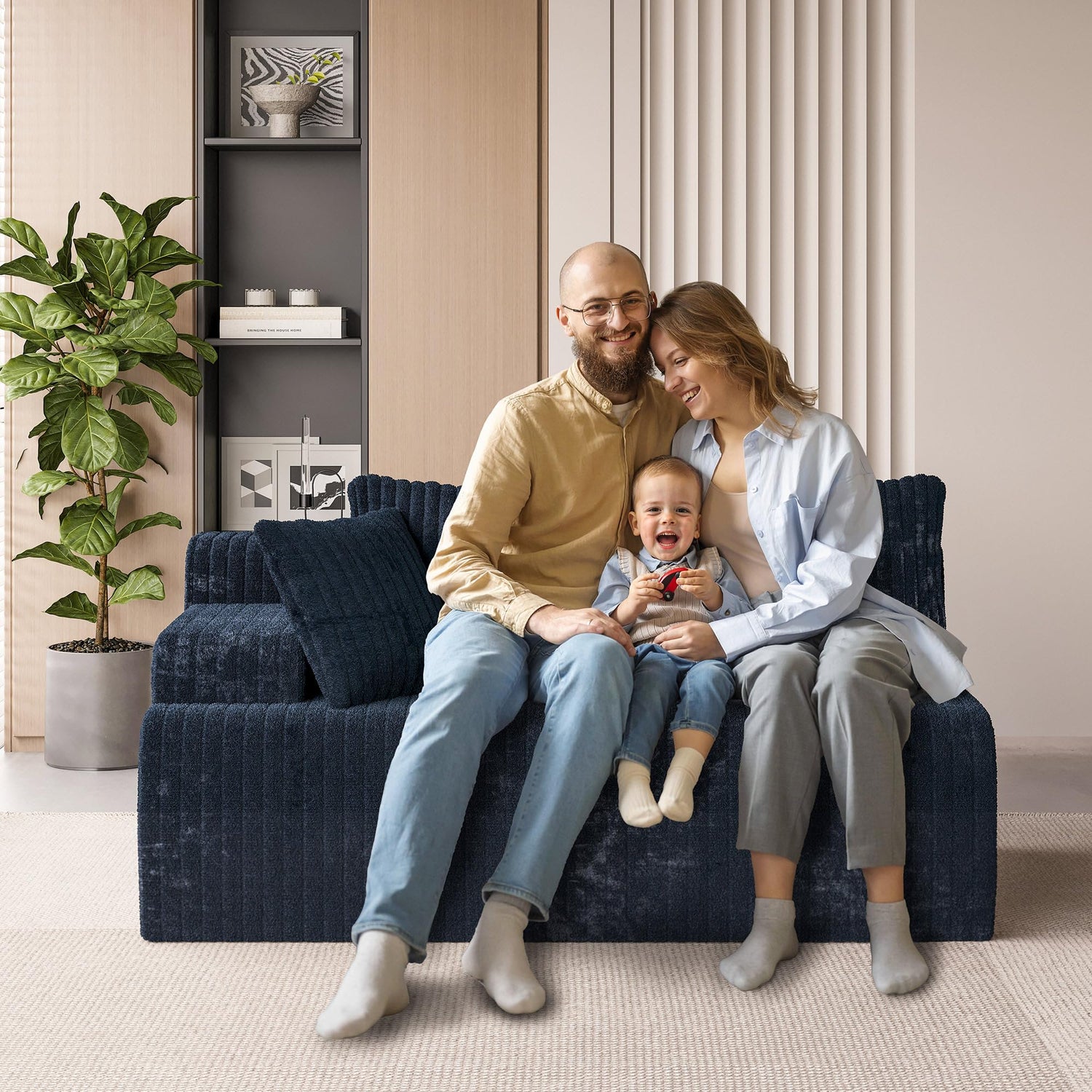 LAUSAINT HOME 96" Modular Sectional Sofa Couches, L-Shaped Boneless Cloud Sofa with 3 Deep Seat