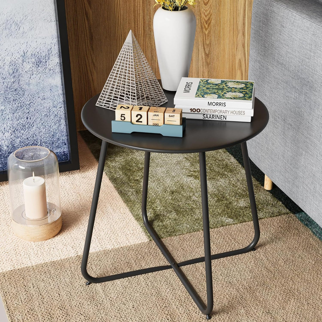 LAUSAINT HOME 18" Outdoor Side Table with Adjustable Footpads for Patio