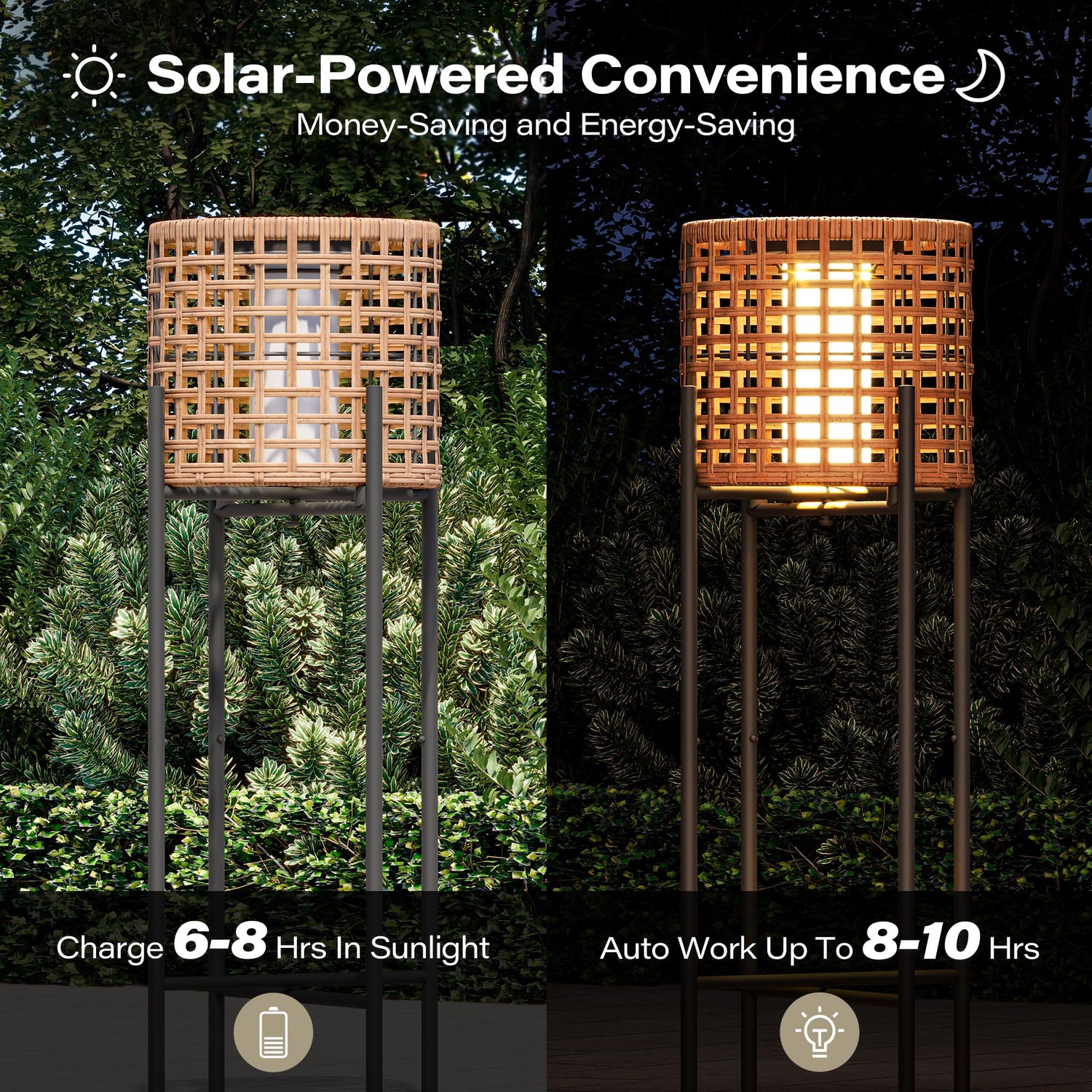 LAUSAINT HOME Solar Powered Outdoor Floor Lamp with Auto On/Off LED Light