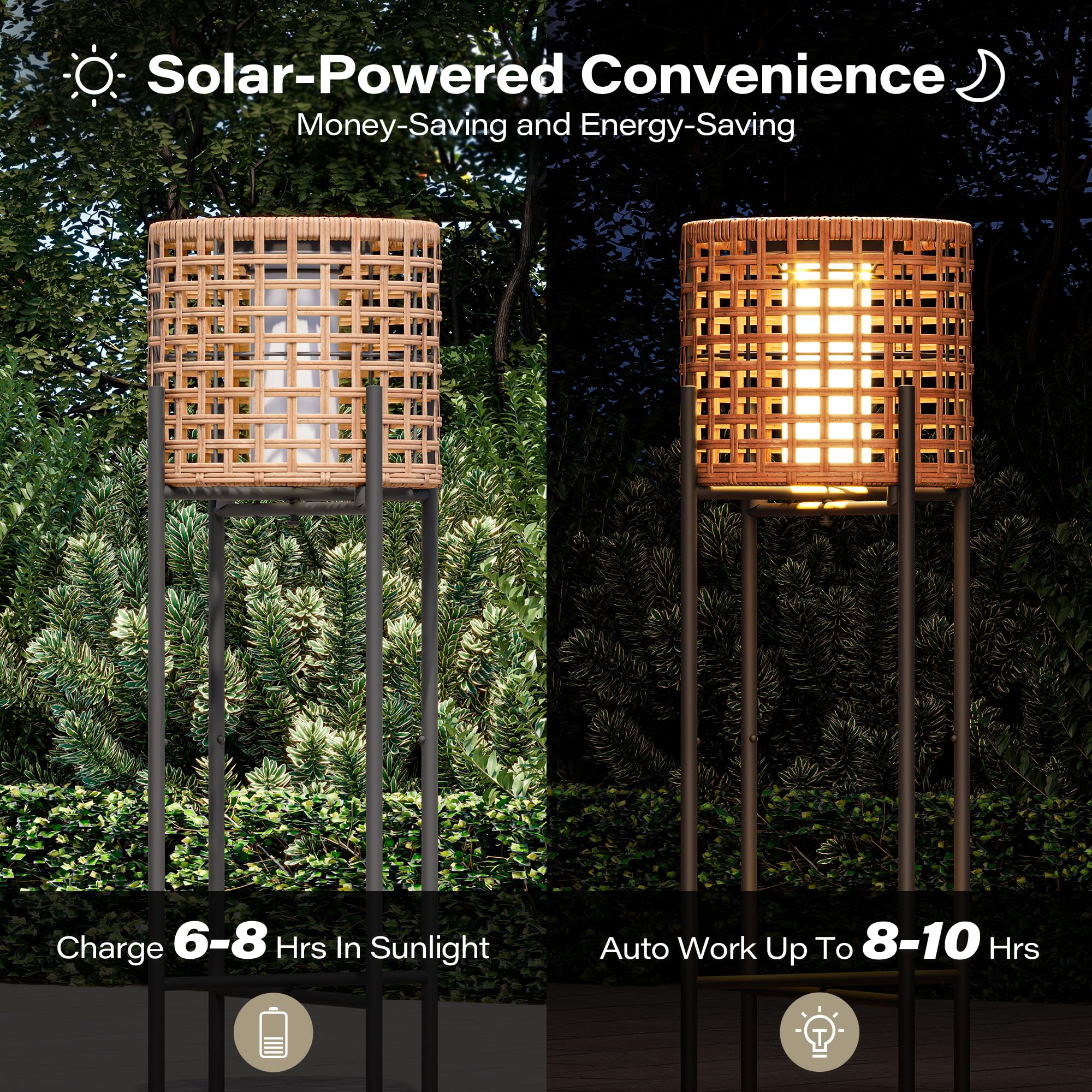 LAUSAINT HOME Solar Powered Outdoor Floor Lamp with Auto On/Off LED Light