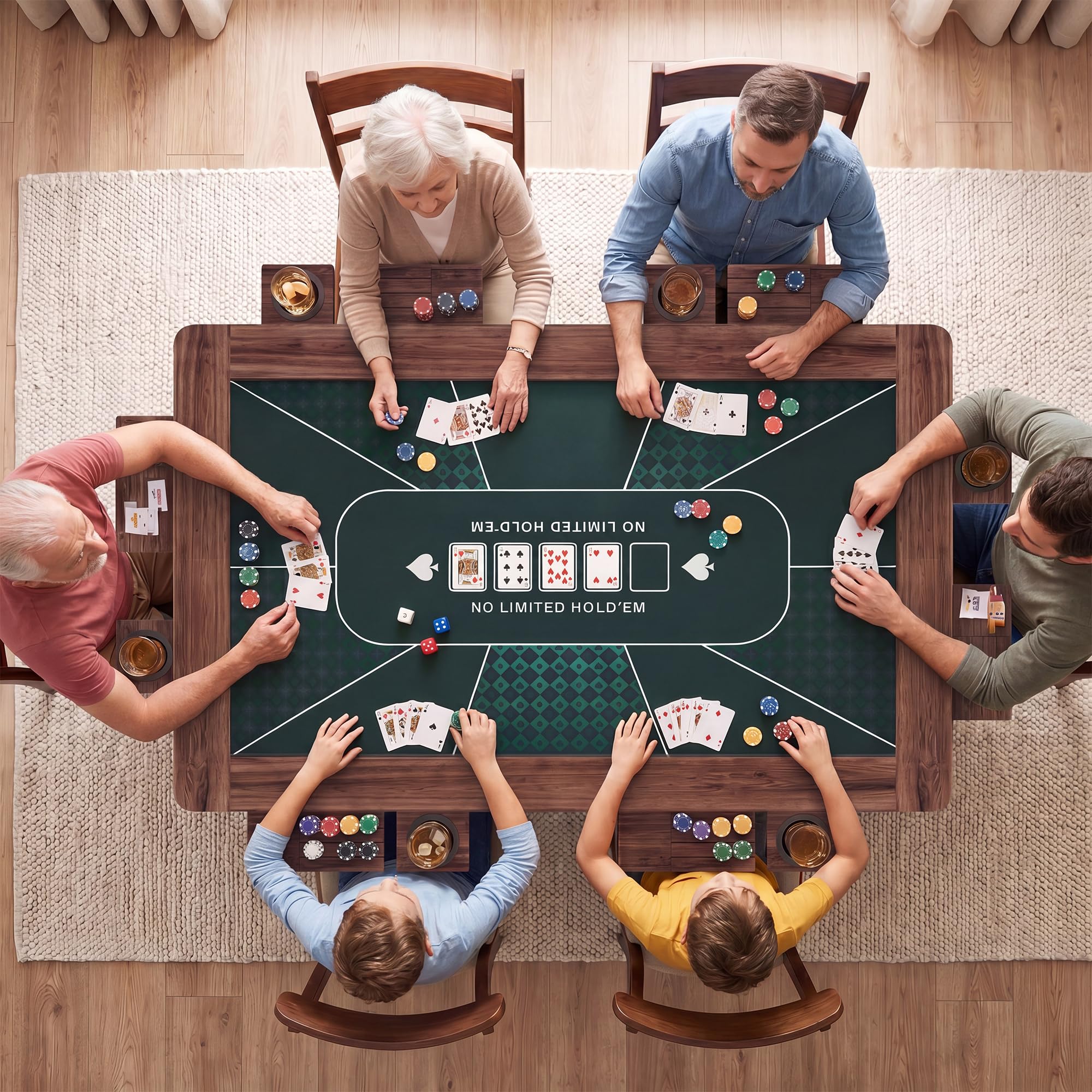 LAUSAINT HOME Poker Table Top Mat, No Crease EVA Poker Mat for Board Game Table Cover Layout