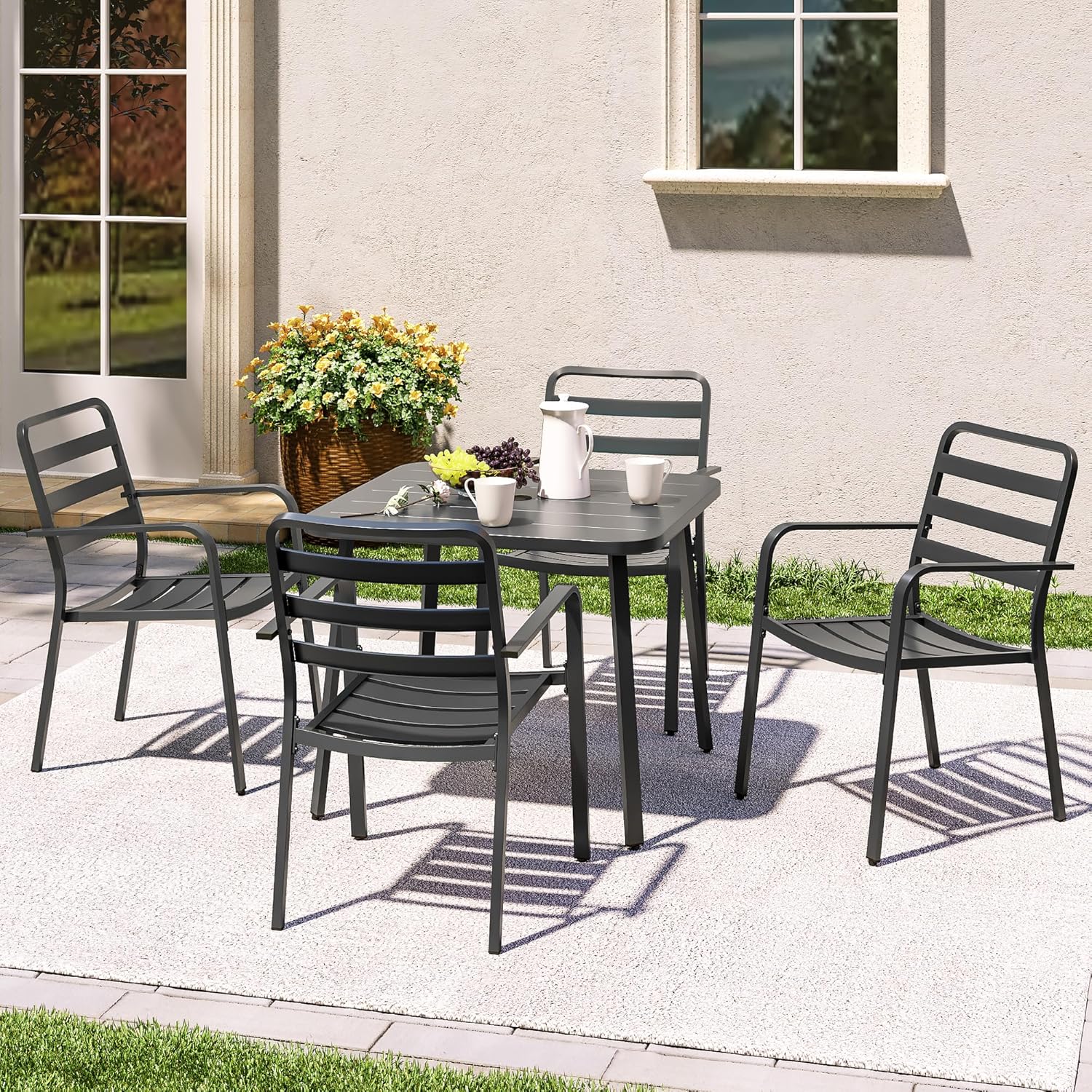 LAUSAINT HOME 5 Pieces Outdoor Dining Sets for 4, 35&