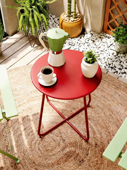 LAUSAINT HOME 18" Outdoor Side Table, Small Round Patio Table with Adjustable Footpads