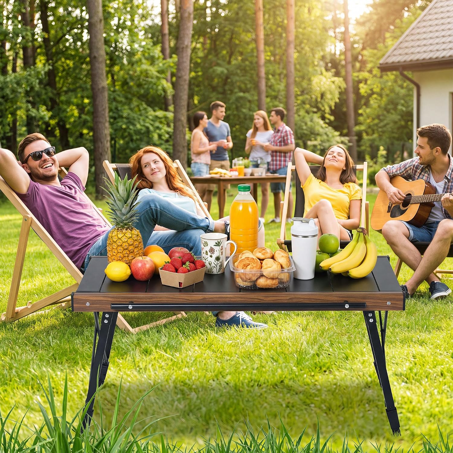 Modular IGT Camping Table, Height Adjustable Outdoor Portable Table with Folding Design, Folding Camp Table with Expandable Cooking Area for Picnic, BBQ and Patio