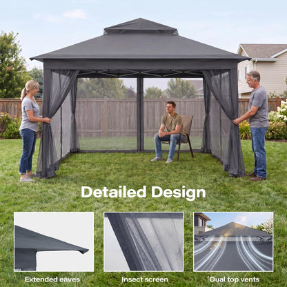 LAUSAINT HOME Pop Up Gazebo Canopy Tent with Mosquito Netting