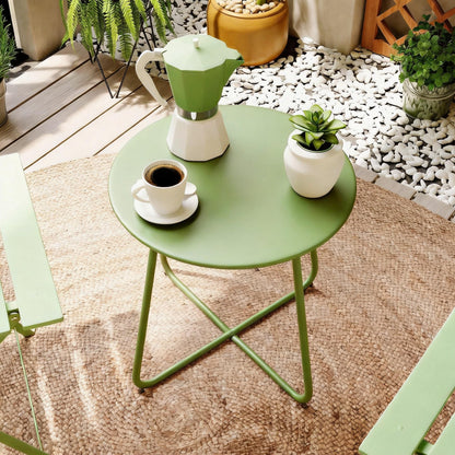 LAUSAINT HOME 18" Outdoor Side Table, Small Round Patio Table with Adjustable Footpads