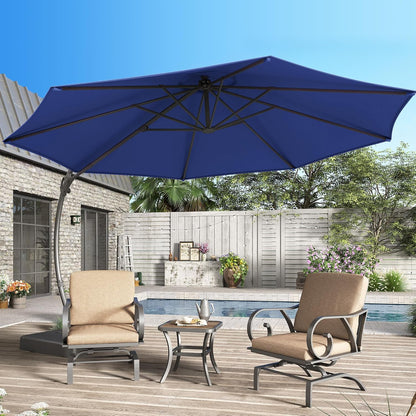 LAUSAINT HOME Outdoor Patio Umbrella with Base Included, Large Sun Shade Cantilever Umbrella Deluxe Curvy