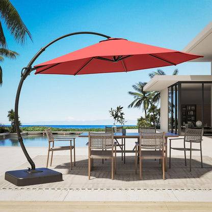 LAUSAINT HOME Outdoor Patio Umbrella with Base Included, Large Sun Shade Cantilever Umbrella Deluxe Curvy