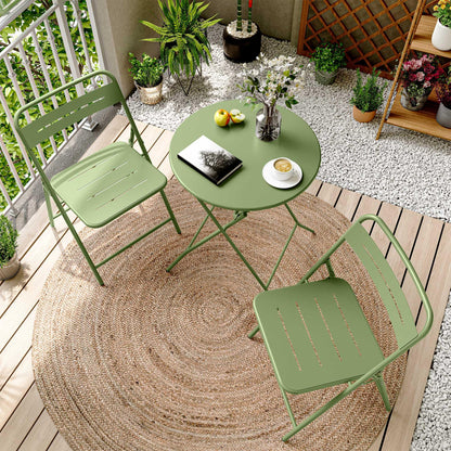 LAUSAINT HOME 3-Piece Steel Folding Bistro Set, Premium Weather-Resistant Patio Table &amp; 2 Chairs