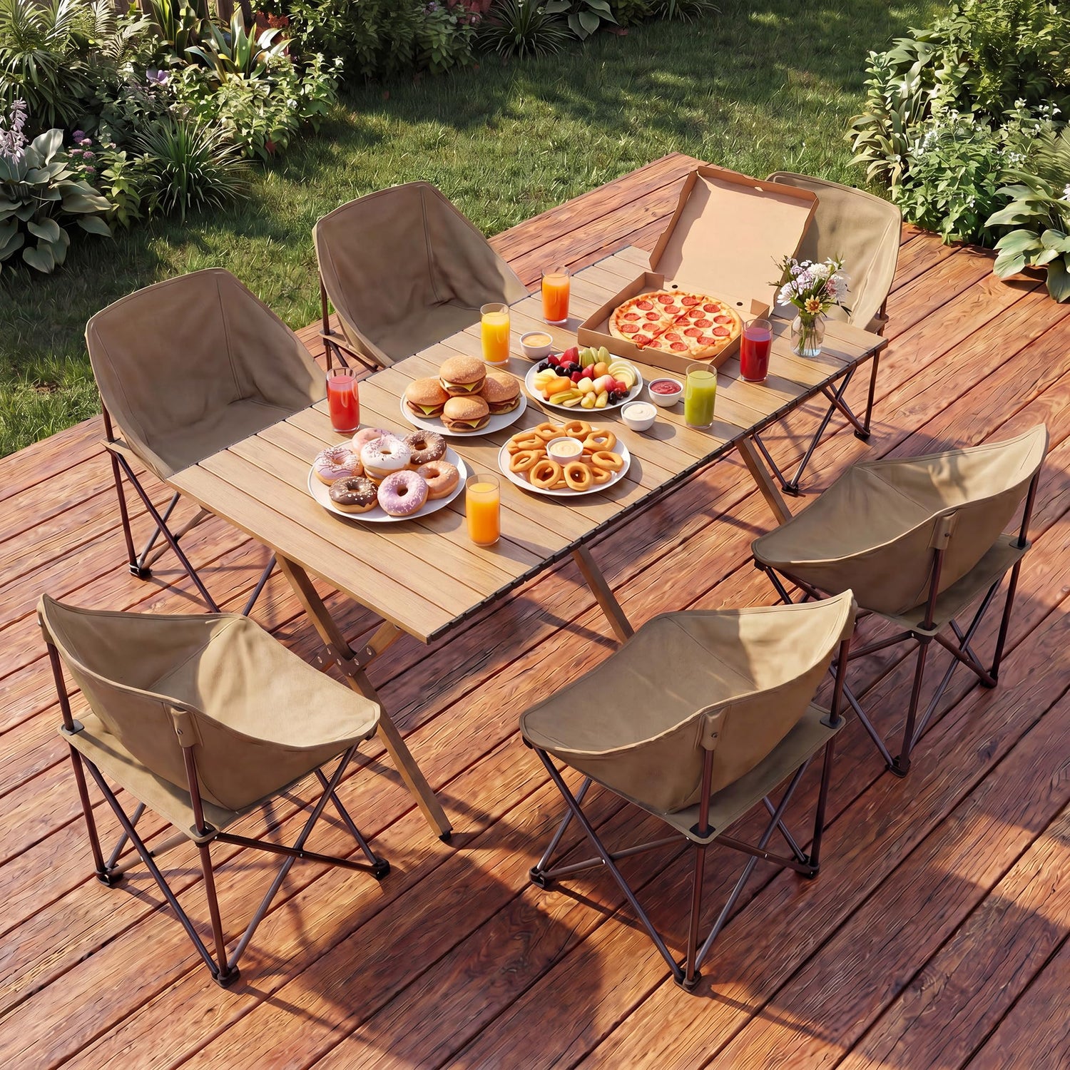 LAUSAINT HOME Camping Table, Foldable Roll Up Lightweight Steel Camp Table