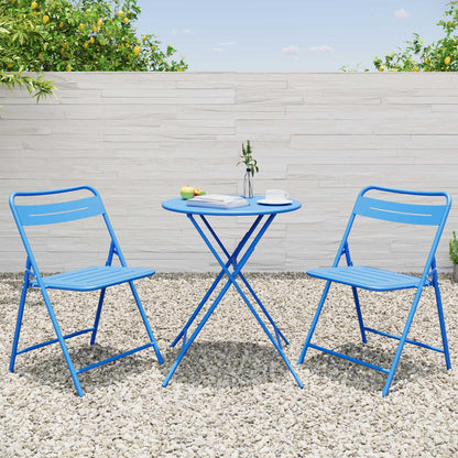 LAUSAINT HOME 3-Piece Steel Folding Bistro Set, Premium Weather-Resistant Patio Table &amp; 2 Chairs