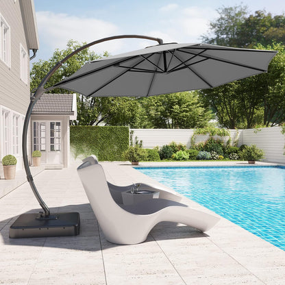 LAUSAINT HOME Outdoor Patio Umbrella with Base Included, Large Sun Shade Cantilever Umbrella Deluxe Curvy
