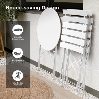 LAUSAINT HOME 3-Piece Steel Folding Bistro Set, Premium Weather-Resistant Patio Table &amp; Chairs