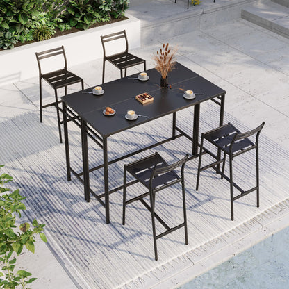 LAUSAINT HOME Outdoor Bar Height Set, 3 Pieces Patio High Top Table &amp; Bar Stools