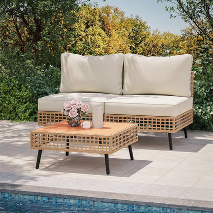 LAUSAINT HOME Outdoor Sectional Sofa Set All-Weather Patio Conversation Set with Thick Cushions